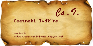 Csetneki Ivána névjegykártya